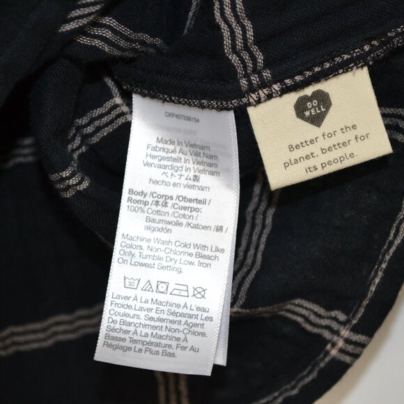 Madewell Light Spun Evert Windowpane Long Sleeve V Neck 1/2 Button Down Blouse S - Picture 8 of 10